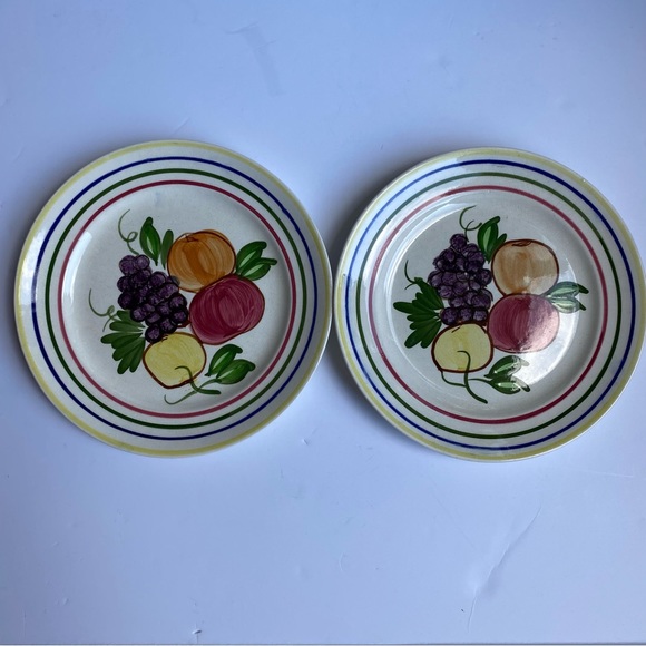 Vintage Blue Ridge Southern Pottery Luncheon Plate Fruit 8” Set Of 2 Rings USA - Picture 16 of 16
